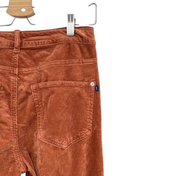 Anthropologie Pilcro The Icon Corduroy Pants Mid-Rise Wide Flared Rust Size 27 - Picture 9 of 15